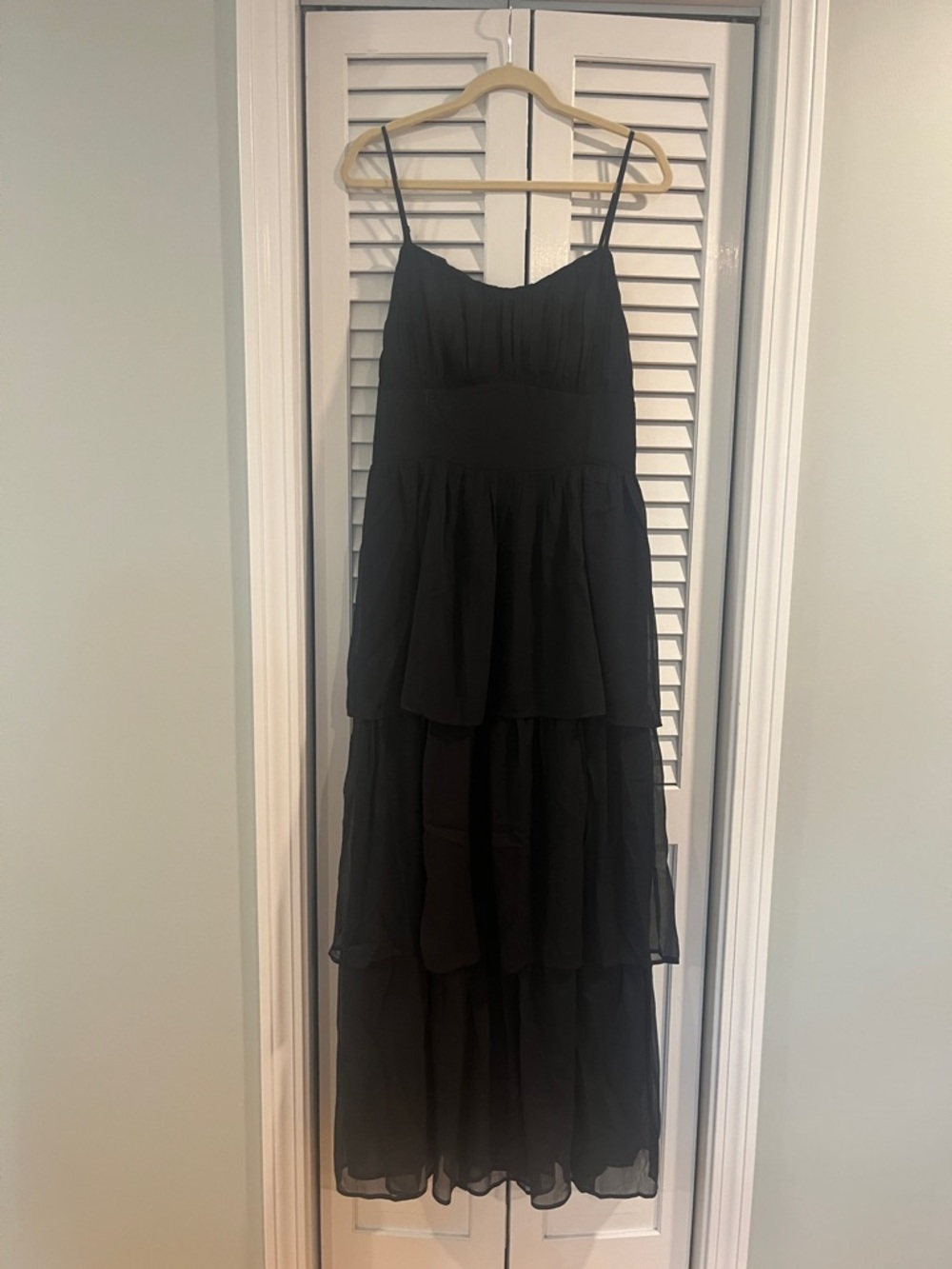 American Eagle Outfitters Black Tiered Chiffon Maxi Dress